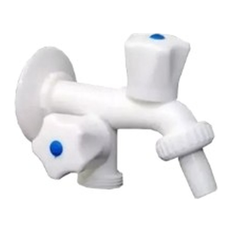 [MG03] CANILLA PLASTICA BLANCA DOBLE PICO P/LAVARROPA